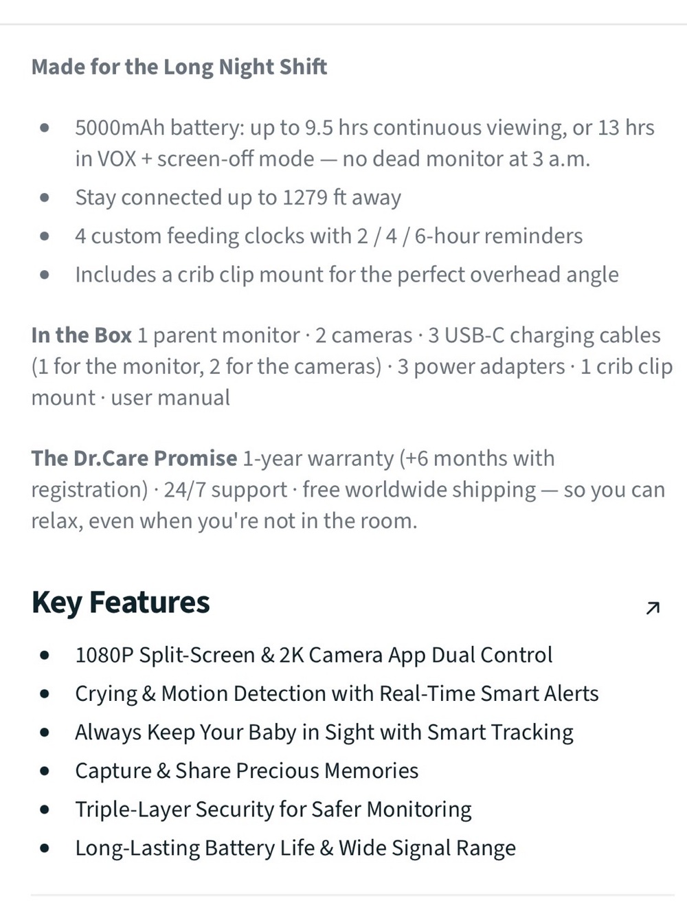 New DR. CARE Vista View SMART BABY MONITOR DC-SBMOO1 - Picture 10 of 11